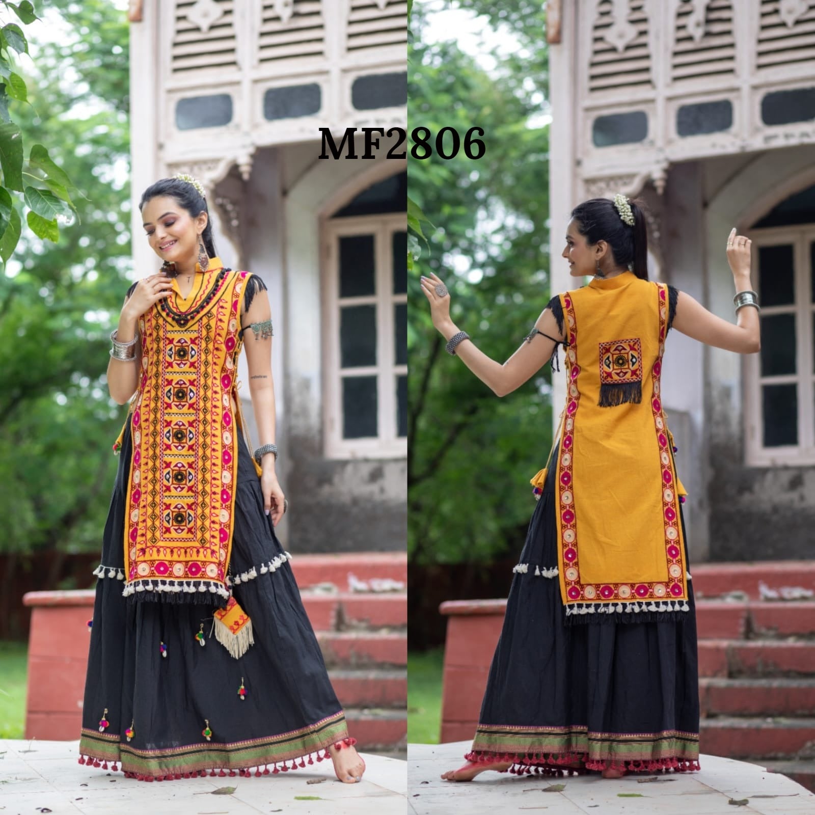 Indian Top Kurti With Skirt And Shrug Jacket Yellow Ethnic Kurta Set Crop  Top | eBay